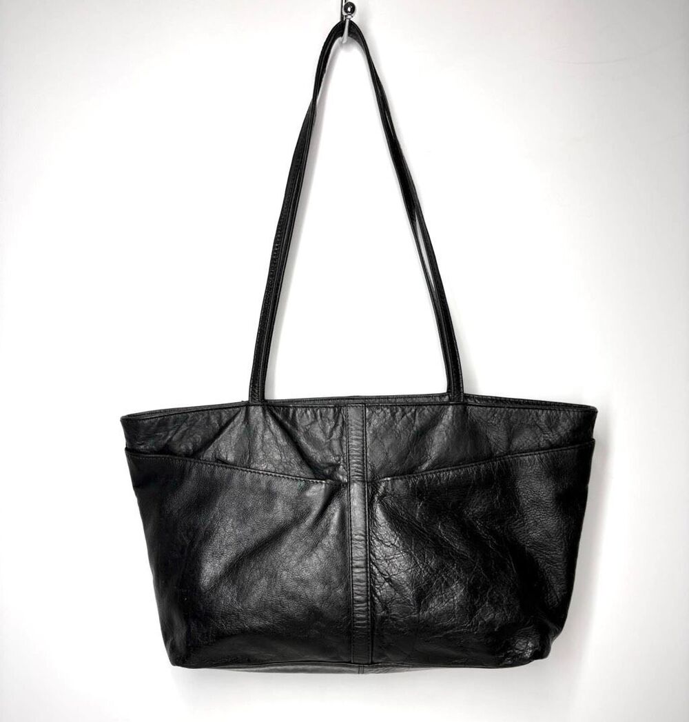 Latico Abigail Black Genuine Leather Large Tote Shoulder Bag Floral Lined